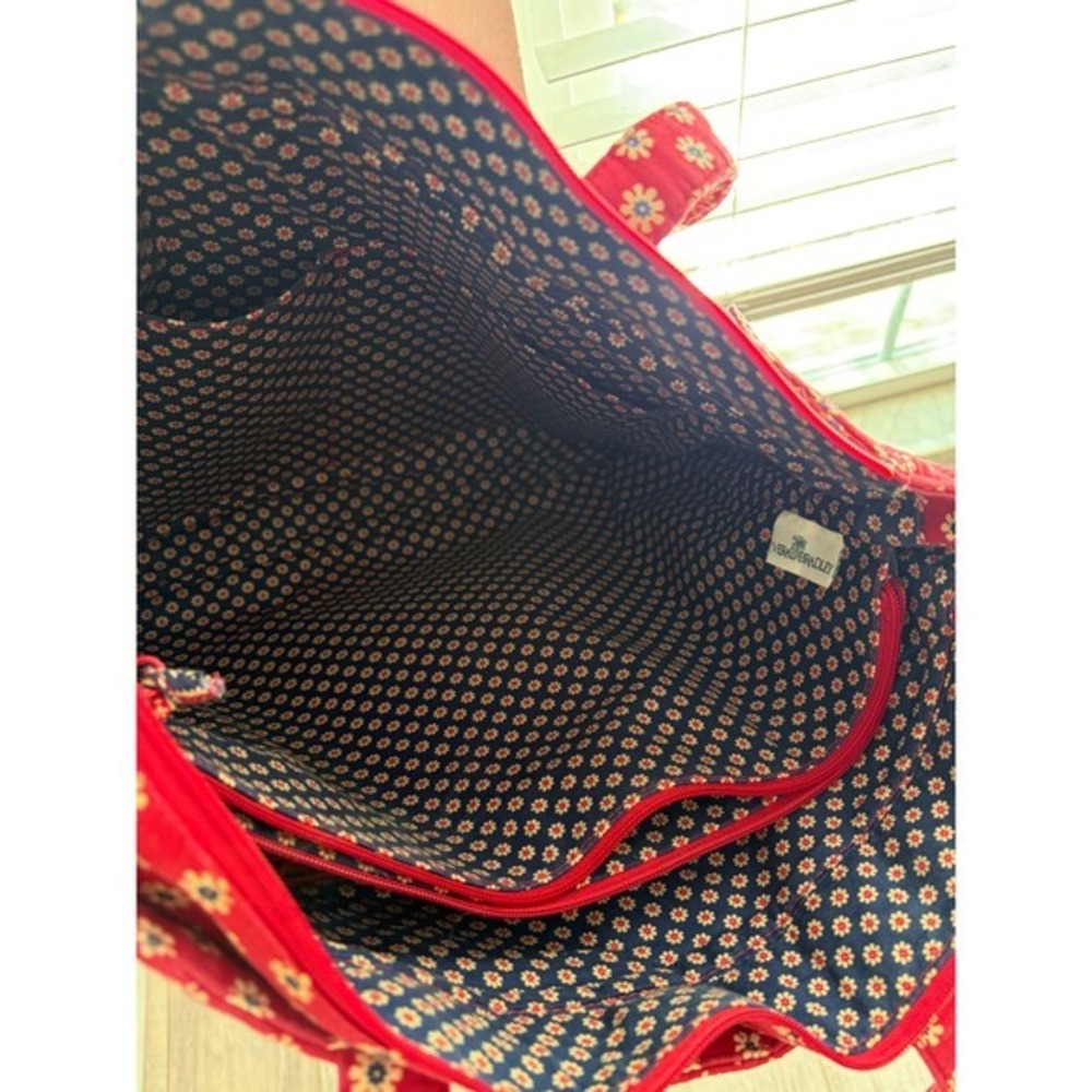 Vintage Vera Bradley Quilted Red Floral Tote Bag - Picture 3 of 6